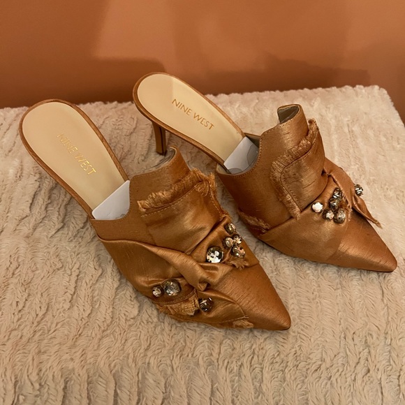 Nine West; Macadamia embellished mules/slides - Picture 3 of 5